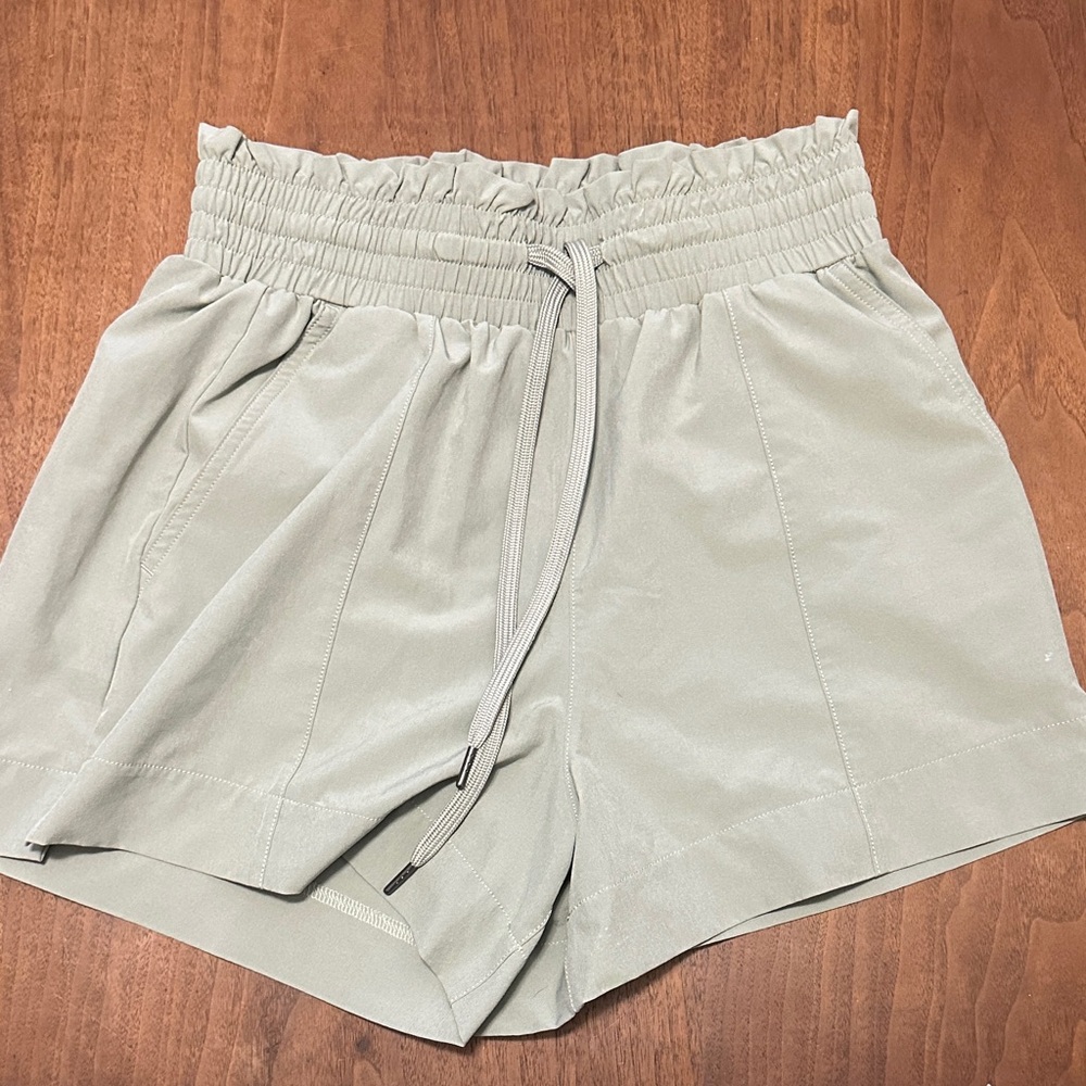 Abercrombie & Fitch Sage Green High-Waist Drawstring Athletic Shorts